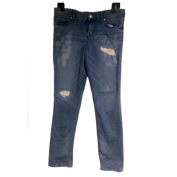 Express Ankle Skinny Stella Low Rise Women’s Jeans Size 8 Distressed Medium Wash - Picture 1 of 8